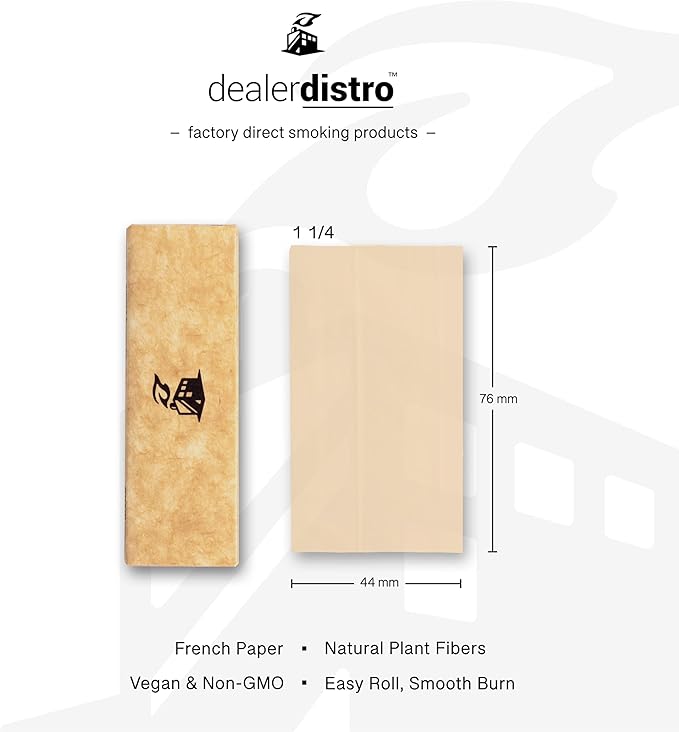 1 ¼ Unbleached Rolling Papers | 24 booklets of 33 papers per booklet